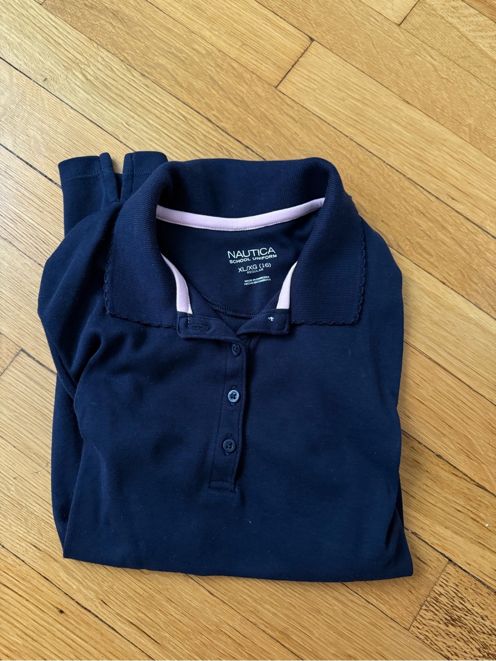 Nautica Women’s Navy Polo with Pink Trim